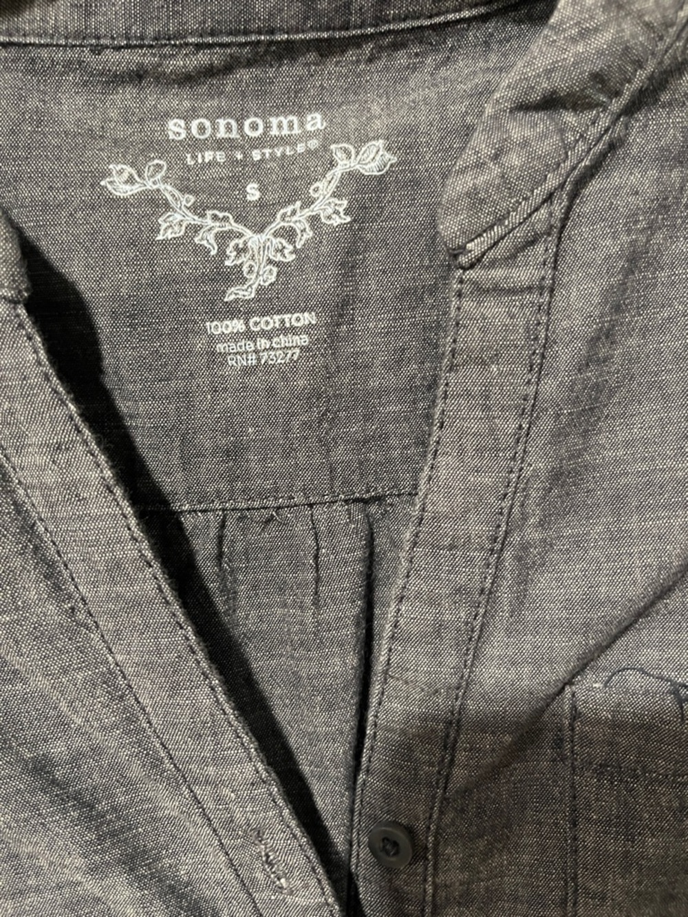 Gray Chambray Button-Front Shirt Dress - Picture 2 of 4